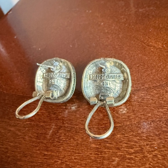 Heidi Daus Aqua Blue Swarovski Crystal Rounded Square Stud Earrings - Picture 9 of 9